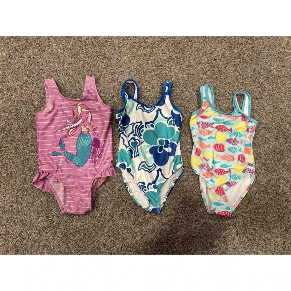 Gymboree Girls 4T Swimsuit and Cat & Jack Girls 3T Swimsuit